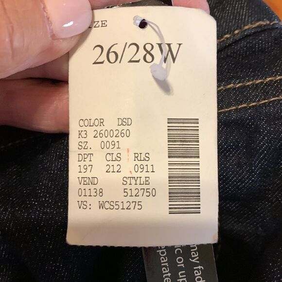 Essentials Size 26/28W elastic waist pull on dark denim jeans stretchy NWT - Picture 8 of 9